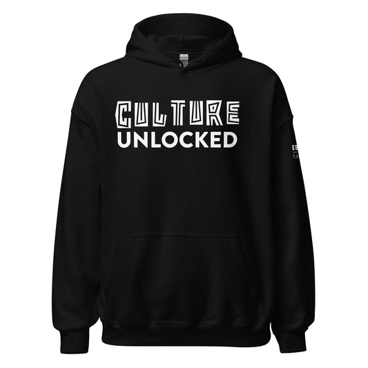Culture Unlocked Black Hoodie with White Logo
