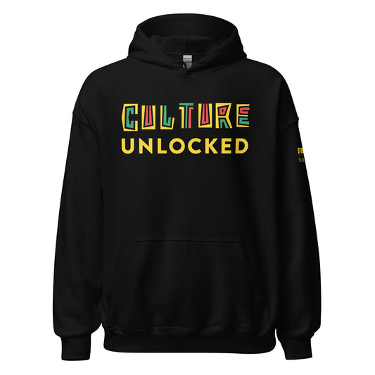 Culture Unlocked Black Hoodie with Multi Color Design